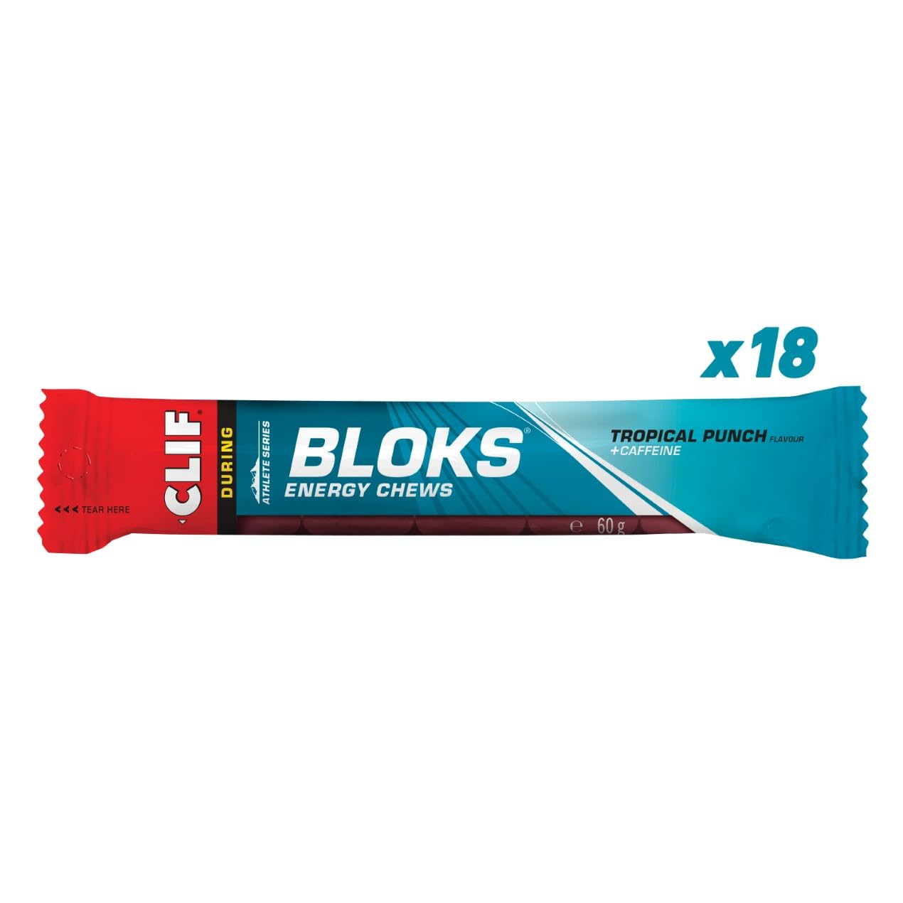 CLIF BLOKS Tropical Punch + Caffeina Gommose Energetiche, 18 x 60 g