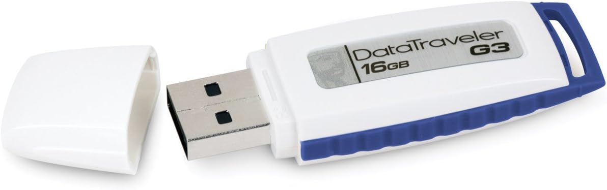 Kingston Digital 16 GB USB 2.0 Hi-speedDatatraveler Flash Drive DTIG3/16GBZ, White and Blue