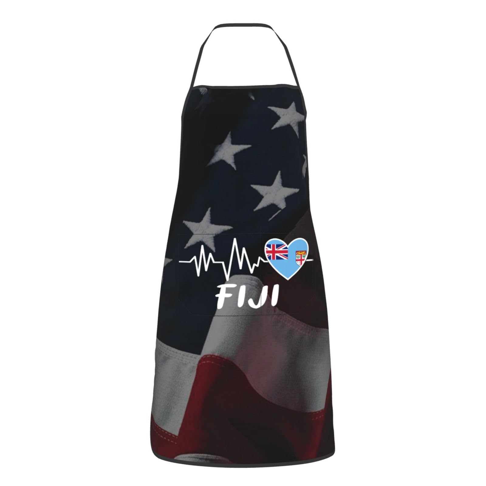 nopicsn Fiji Heartbeat Apron for cooking with Pockets Women Men Kitchen Chef Funny Aprons