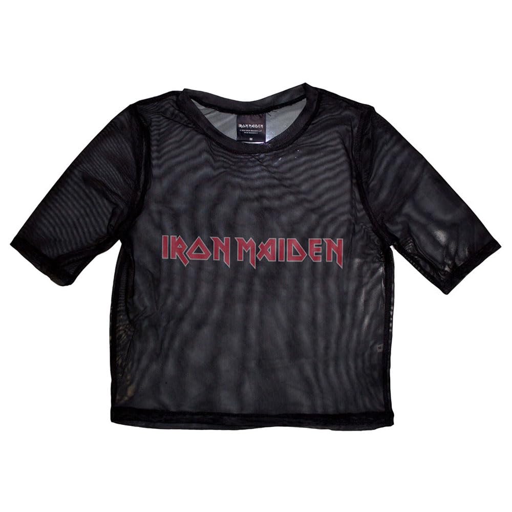Rock Off officially licensed products Iron Maiden Band Logo Mesh Crop Top