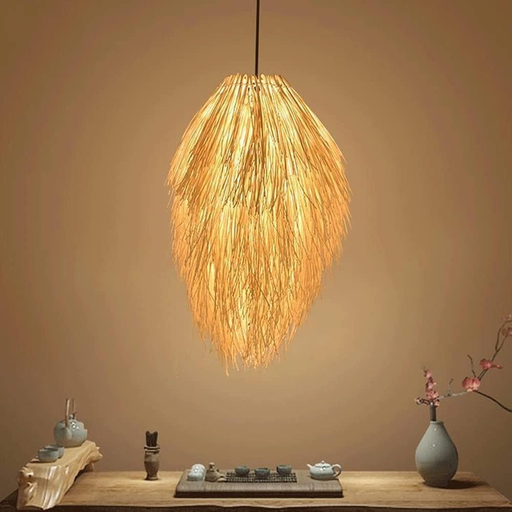 Generico LAUMZX Lampadario a sospensione in bambù europeo in rattan intrecciato a mano E27 Lampada a creativa a soffitto for ristorante Bar Sala da tè pranzo