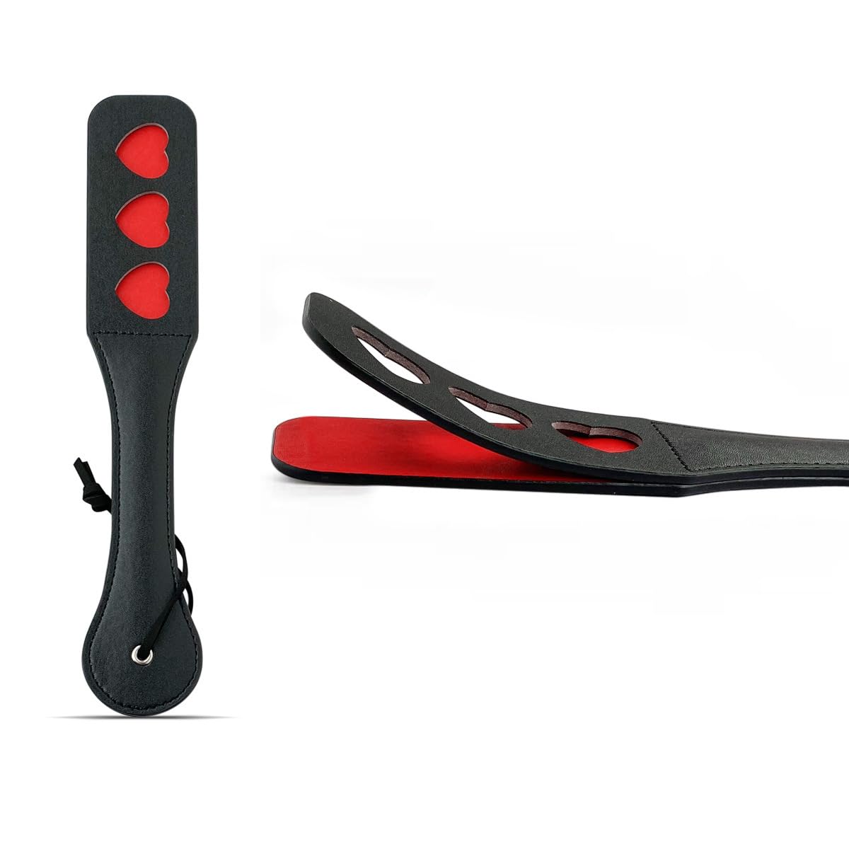 1PC Putter de Cuero de PU con Doble corazón de Amor Hueco, Negro para Mujeres