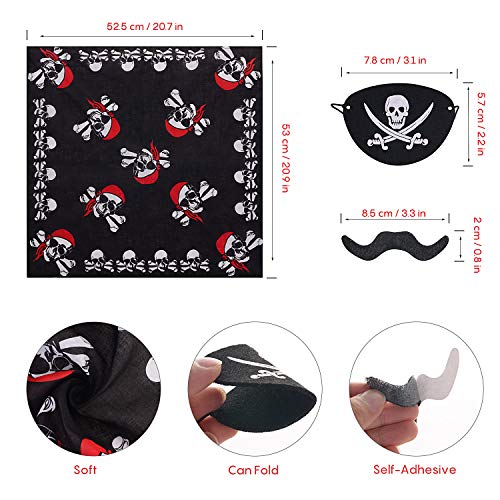 FORMIZON 48 Stück Piraten Zubehör Set, Piraten Party Mitgebsel Kinder Piratenkapitän Augenklappe Piraten Bandana… – Bild 3