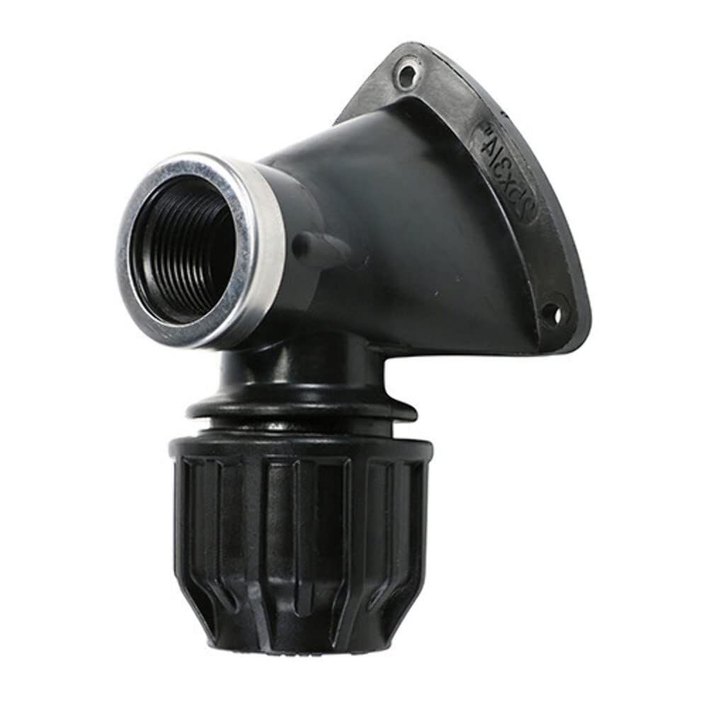 TIMCO MDPE Pipe Wall Plate Elbow - 25mm x 3/4", Black