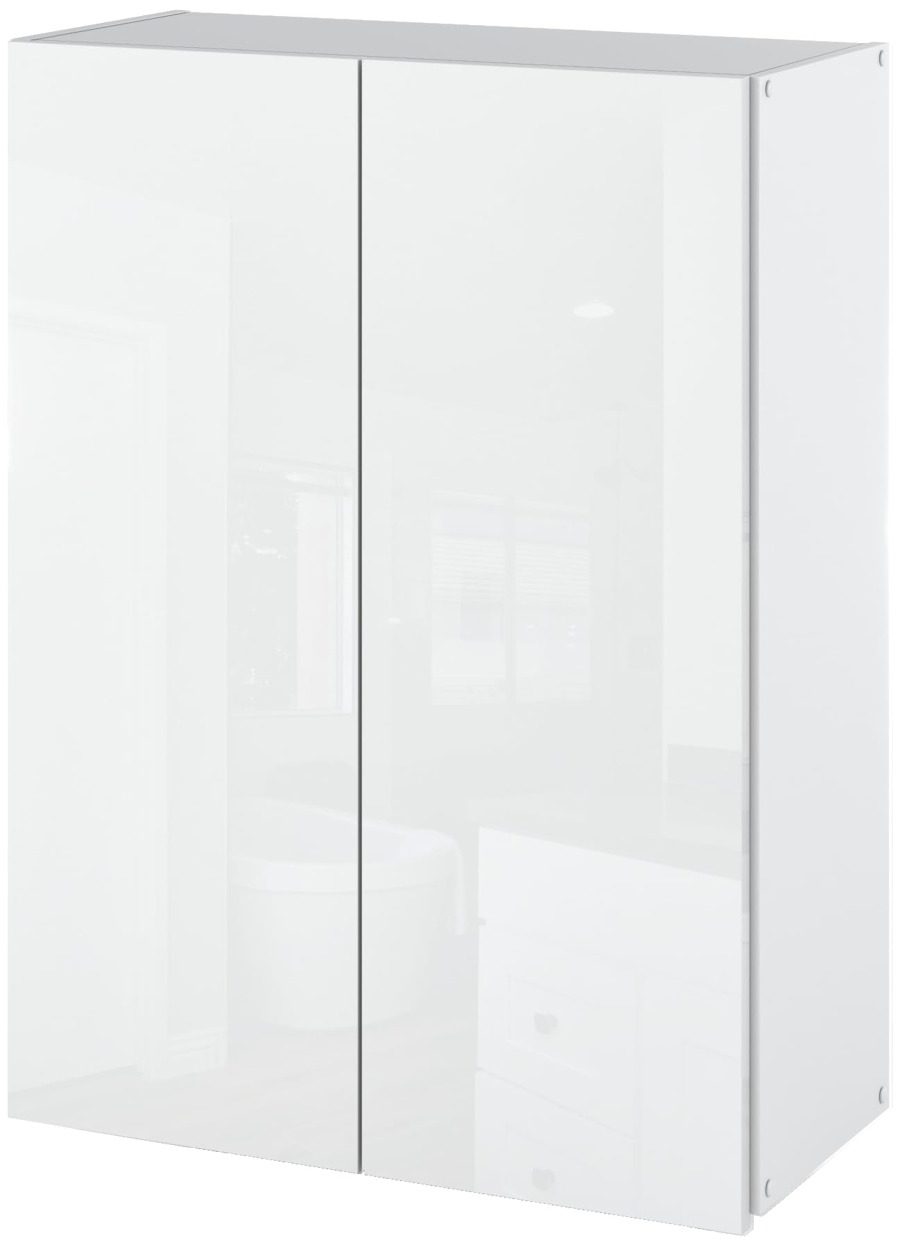 MRBLS - Armoire de salle de bain (blanc mat - blanc brillant) - Armoire suspendue - Armoire murale - 60 x 80 x 30 cm (l x H x P)