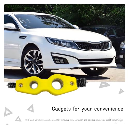 Dickno Car Battery Terminal Cleaning Brush, 4 in 1 Anti-Rust Auto Battery Cleaner with Steel Wire, Universal Vehicle Battery Terminals Machine Parts Cleaning Tool Accessories (Yellow) - Thumbnail 6