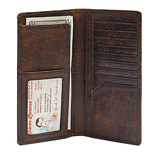 House of Jack Co. Jack Long Bifold Wallet for Men and Outdoorsmen, Full Grain Cowhide Leather Rodeo Wallet, Brown