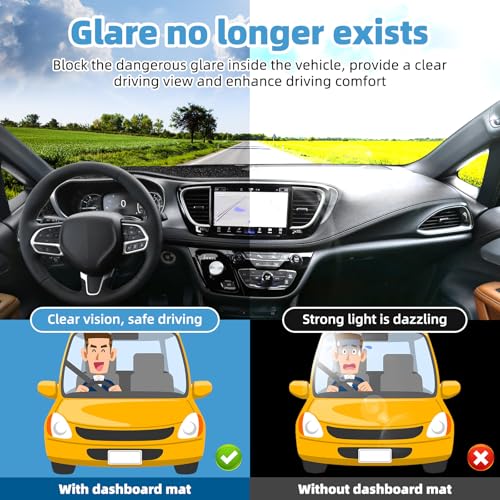 Image of Dash Cover Mat for Chrsyler Pacifica 2017 2018 2019 2020 2021 2022 2023 2024 2025 Accessories Non-Slip Dashboard Cover Mat Sunshade UV Rays Protector Interior Accessories