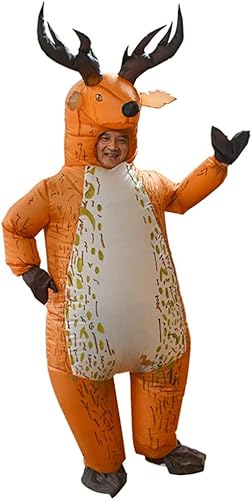 Miniatura 3 de PRETYZOOM Disfraz inflable de reno divertido para fiesta de Navidad disfraz inflable de Navidad disfraz de ciervo inflable de Navidad disfraz de