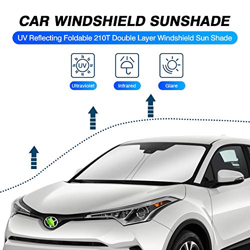 Image of KUST Windshield Sun Shade for Toyota CHR 2018-2023 CH-R Window Accessories Sun Visor Foldable Sunscreen Block UV Rays Keep Car Cooler