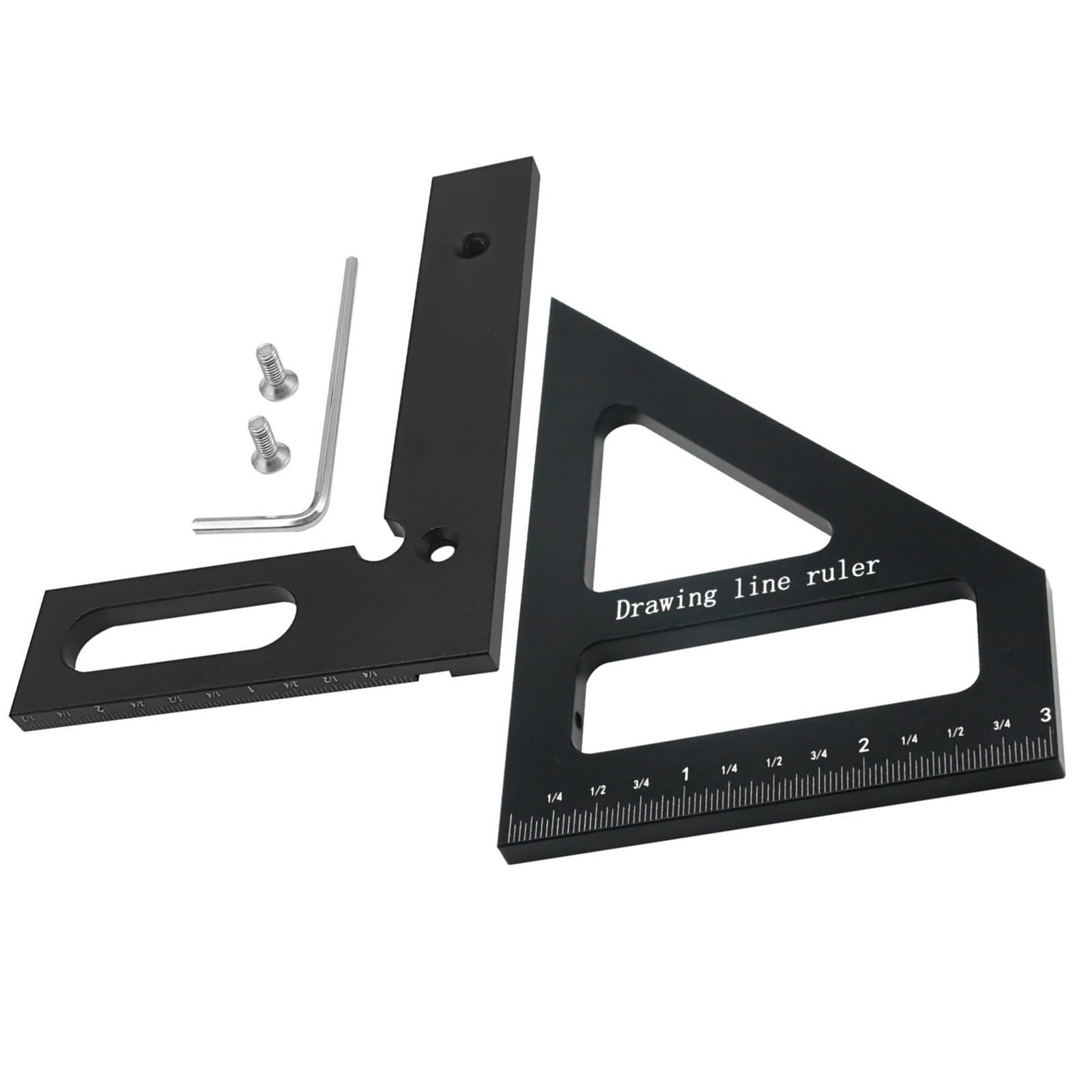 Netbiio Low Profile Model Multifunctional Right Angle Ruler With Scratch Resistant Surface, Perfect Precision Measuring Tool For Woodworking Engineering And Craft Projects