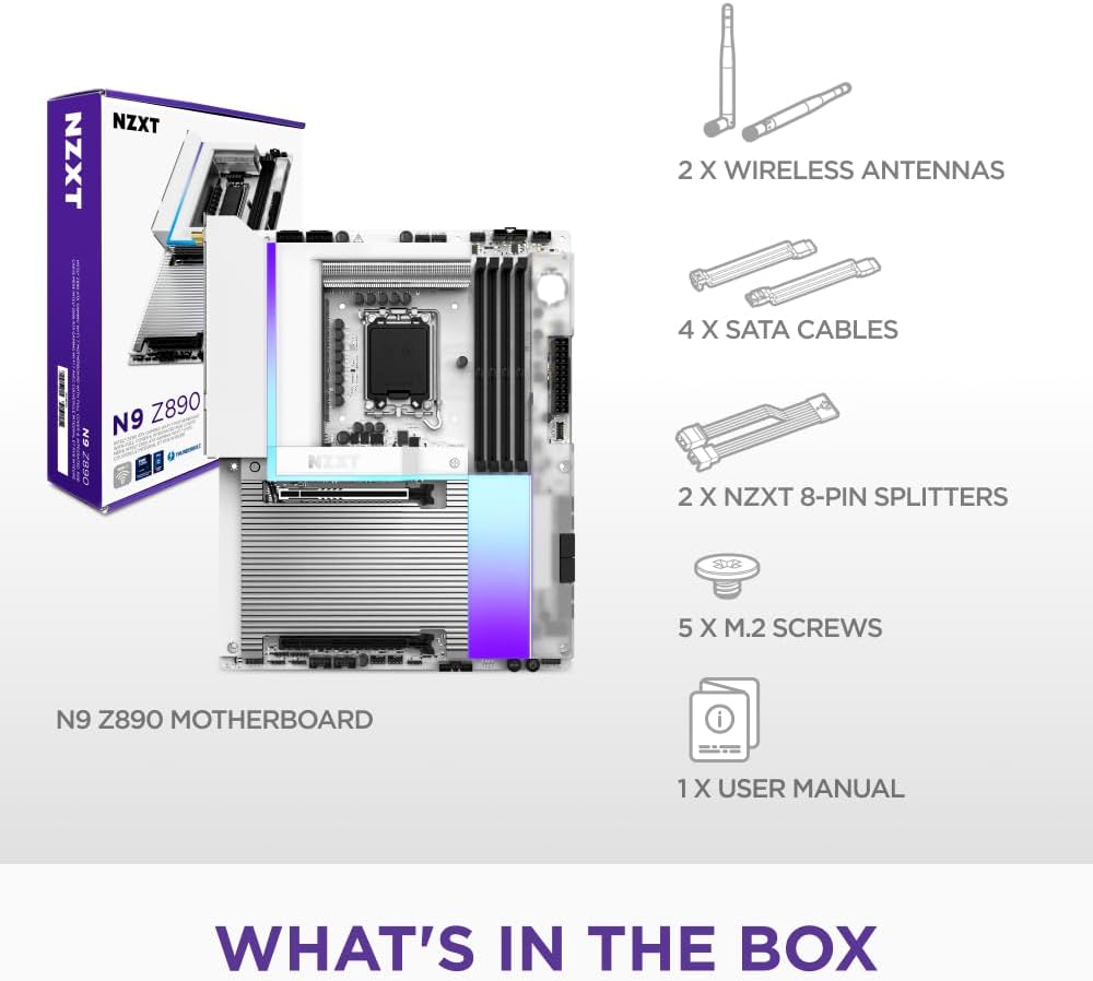 Contents of the NZXT N9 Z890 Motherboard box