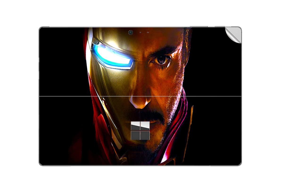 GADGETS WRAP Printed Vinyl Top Only Skin Sticker Decal for Microsoft Surface Pro 2017 - Iron Man and Tony Stark face Lock