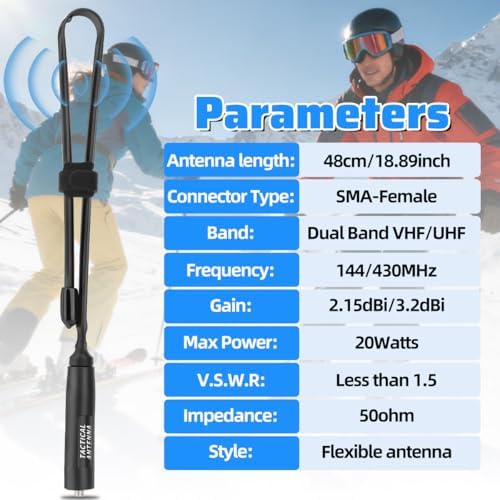 Baofeng Antenna Ham Radio Long Range Antenna 18.89-inch Dual Band VHF UHF 144/430MHz Tactical Antenna Compatible with Baofeng UV-5R,BF-F8HP Pro,5RM,AR-152 PRO,DM32,UV32 Radio Accessories,2Pack