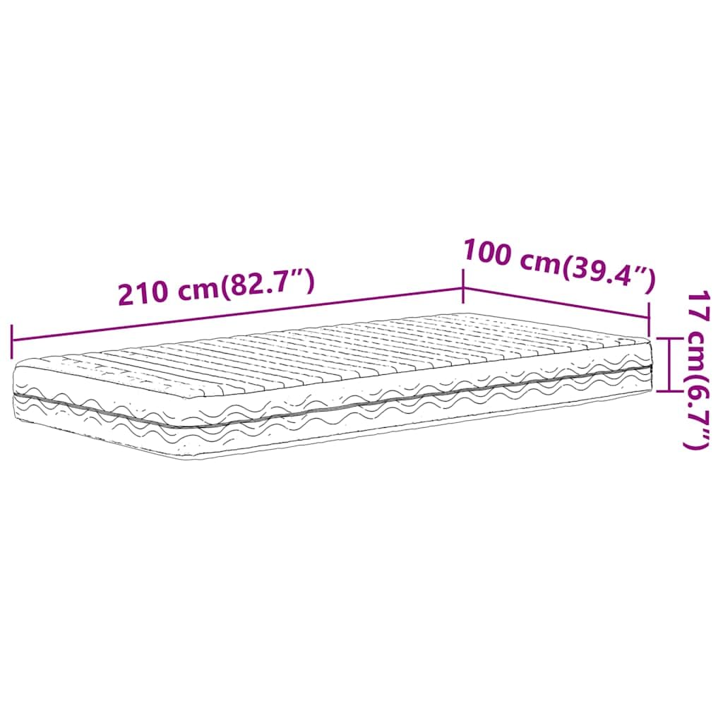 Materac piankowy biały, 100 x 210 cm, H2 H3, oddychający, nadaje się do prania, dwustronny, ergonomiczny, do sypialni, łóżka dla gości, łóżko kontynentalne, stelaż listwowy, 17 cm, komfort