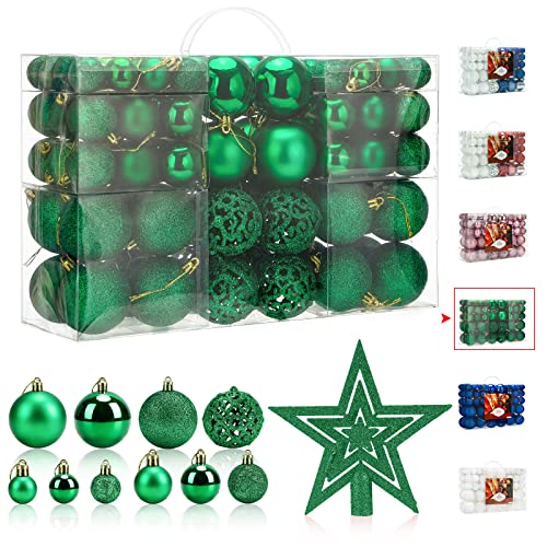 Aitsite 101 Stück Christbaumkugeln Grün Weihnachtskugeln 6CM/4 cm/2...