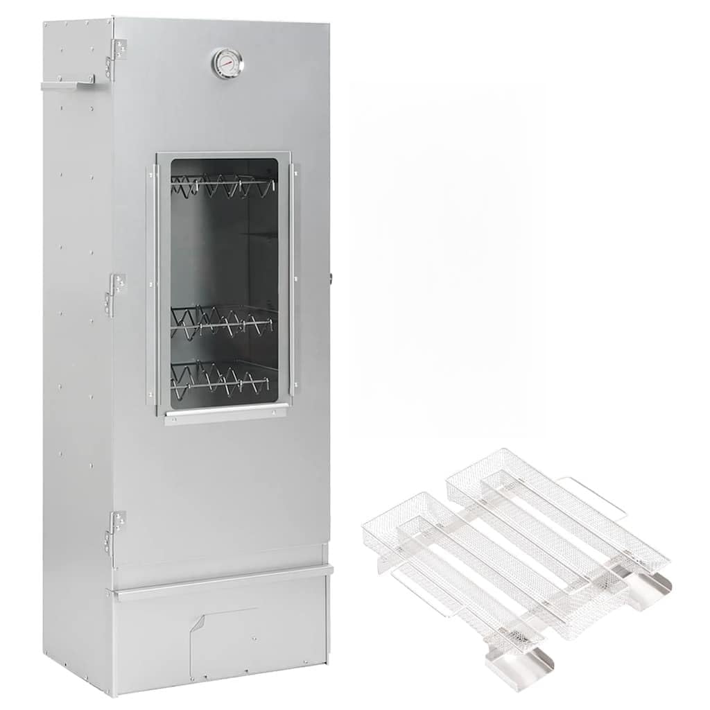 Forno affumicatore con generatore di fumo freddo in acciaio zincato per esterni, con finestra in vetro, grande camera di affumicatura, generatore di fumo freddo in acciaio inox, trucioli di