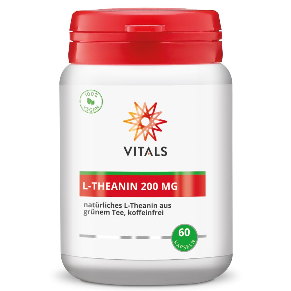 Vitals - L-Theanin 200 mg 60 Kapseln. Natürliches L-Theanin aus grünem Tee, Koffeinfrei