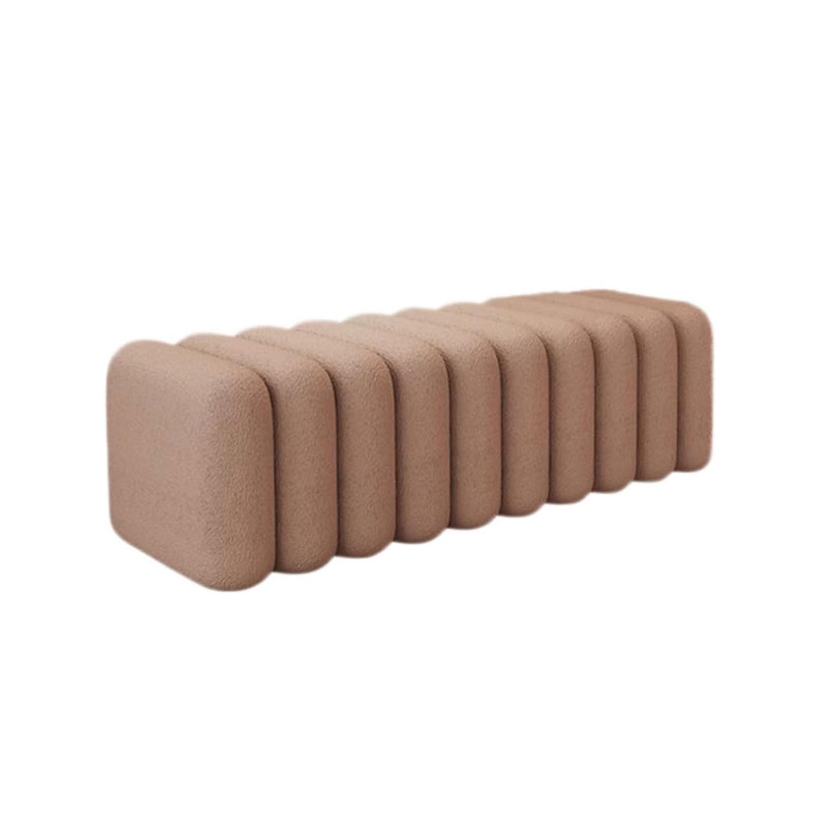 OIFAODAO Velvet Ottoman Bench Bedroom Upholstered End of Bed Footrest(Khaki,60X37X36cm)