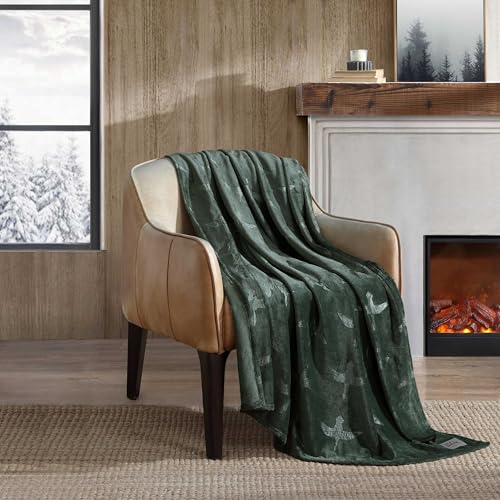 Image of Eddie Bauer - Throw Blanket, Ultra-Soft & Embossed Plush Bedding, Blanket for Couch & Bed (Geese Green, 50 inch x 70 inch)