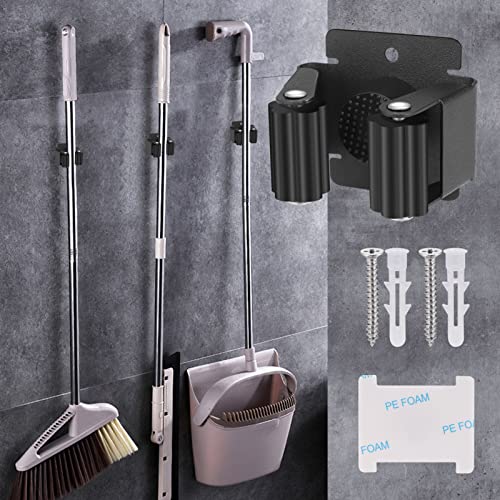 Hejo 6 Packs Broom Holder Wall Mounted, Heavy Duty Mop Holder, Stainless Steel Brush Holders Ideal for Bathroom, Kitchen, Garage, Garden Tool Organizer, Brush Mop and Broom Gripper (Black) 3 Hejo 6 Packs Broom Holder Wall Mounted, Heavy Duty Mop Holder, Stainless Steel Brush Holders Ideal for Bathroom, Kitchen, Garage, Garden Tool Organizer, Brush Mop and Broom Gripper (Black) - Image 3