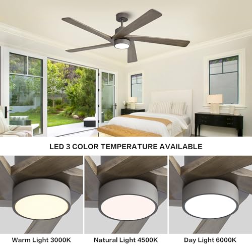 WINGBO 72 Inch DC Ceiling Fan with Lights and 3 Downrods, 5 Reversible Carved Wood Blades, 6-Speed Noiseless DC Motor, Large Ceiling Fan in Graphite Finish with Gray Blades, ETL Listed - Image 5