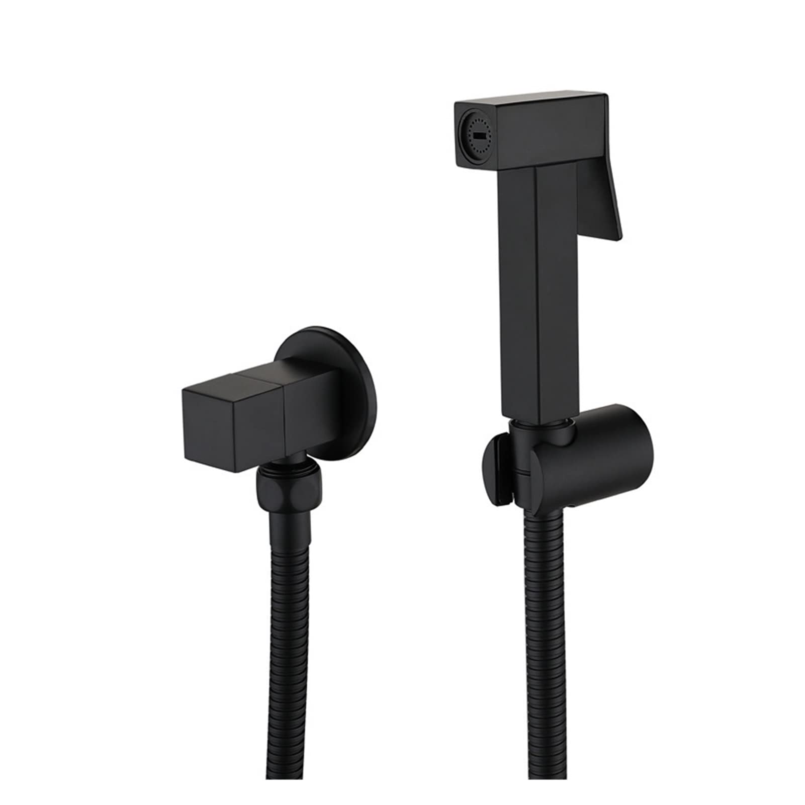 Ducha bidé higiénico negro mate con grifo de pared cuadrado para inodoro