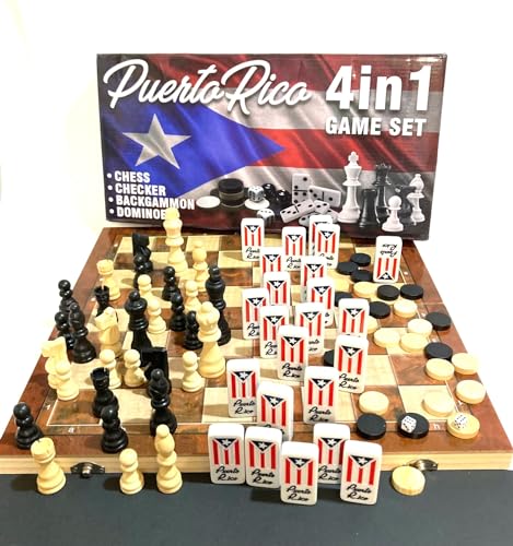 PRK 14 Puerto Rico 4-en-1 Set - Dominó, Ajedrez, Damas y Backgammon miniatura 3