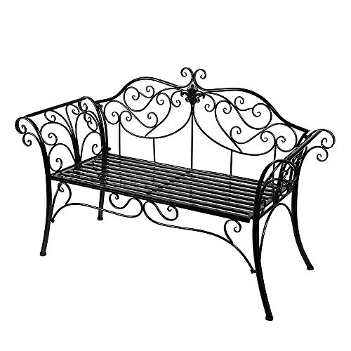 AHHC 2 Seater Garden benches Garden Seat Outdoors Furnitures Patio Yard 200Kg (Black)