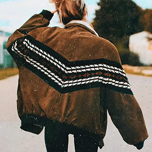 ebossy Women's Plus Size Cozy Fuzzy Fleece Lined Jacket Ethnic Printed Button Up Winter Warm Sherpa Oversized Coat Outwear2