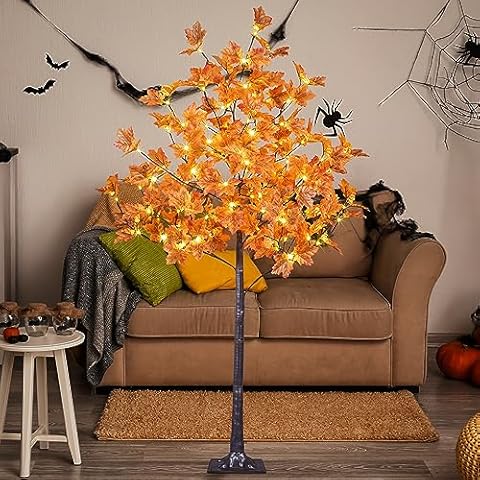 Lighted Maple Tree 5FT 96 LED Artificial Fall Tree for Decoration Inside and Outside Home Patio Wedding Autumn Festival Christmas Decor Warm White Cover