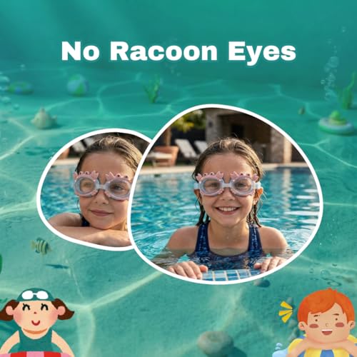 Image of BURNLAB Swimming Goggles for Kids, Clear Vision Pool Goggles for Boys & Girls, Easy Adjustable Strap (Crab)
