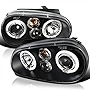 Spec-D Tuning Euro Black Projector Headlights Compatible with 1999-2006 Volkswagen Golf MK4, 1999-2006 Volkswagen GTI, Left + Right Pair Headlamps Assembly