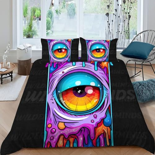 Housse de couette microfibre Les Yeux King 220x240cm fermeture éclair - 3
