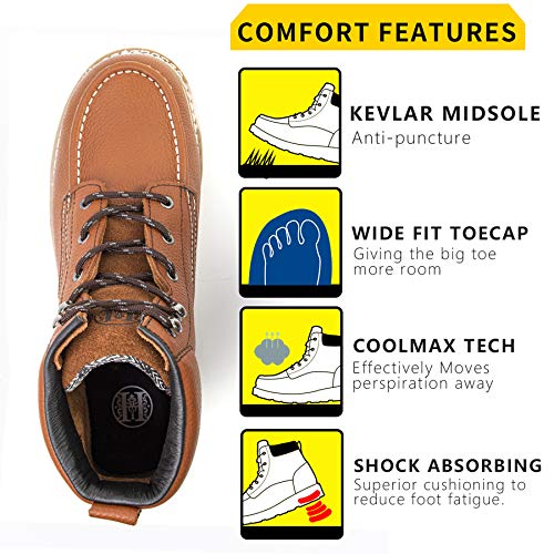 Image of Mens Work Boots Composite Toe Soft Toe Waterproof Slip Resistant Puncture-proof Moc Toe Construction Work Boots