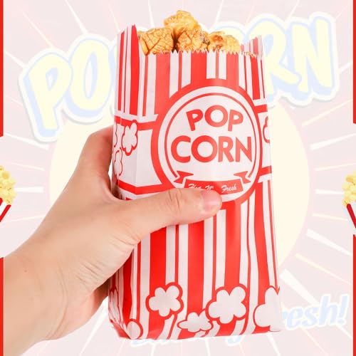 Image of 600 Pcs Paper Popcorn Bags, 1 Oz, Oil-Resistant, for Movie Nights Business | Food-grade paper, individual serving size, easy to stack, for popcorn machine, school carnivals, parties