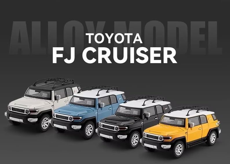 Image of 1:24 Scale Big TOYATO FJ Cruiser Diecast Car | Metal Pullback Toy Car for Kids with Openable Doors, Sound, Light Effects, Yellow