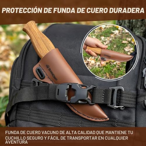 Miniatura 4 de Beavercraft, Cuchillo Sloyd C4s De 8cm - Cuchillo Sloyd Para Tallar Madera Con Funda De Cuero Para Tallar Y Desbastar Para Principiantes Y Profesionales Acero Duradero De Alto Contenido En Carbono