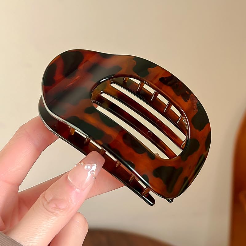 Large Hair Claw Clips for women, Big Hair Clips Non-Slip Ponytail Barrette Strong Hold Claw Clips for girls Long Thick Hair(4 pieces) (Leopard print)