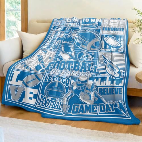 WKLKHMXBS Football Blanket Gifts for Men Women Team Throw Blanket 60 x 50 for Football Lovers Fans Soft Throw for Game Day Birthdays