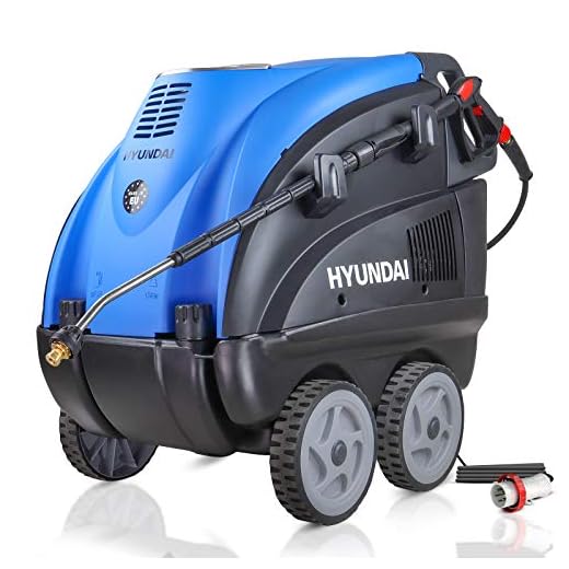 Hyundai 2600 PSI Hot Water Pressure Washer, 6.3 kw, Electric 3- Phase Motor, Power Washer, Portable Pressure Washer, 140°c Water Temperature, 3 Axial Cylinder Pump, Blue, HY210HPW-3