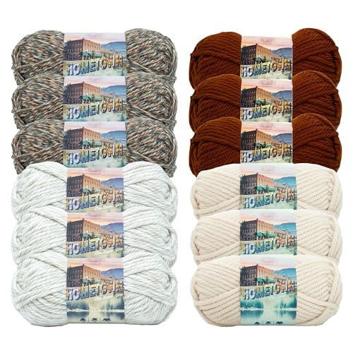 Image of Lion Brand Yarn, Hometown Super Bulky Yarn, Harvest Pack, 12 Skeins