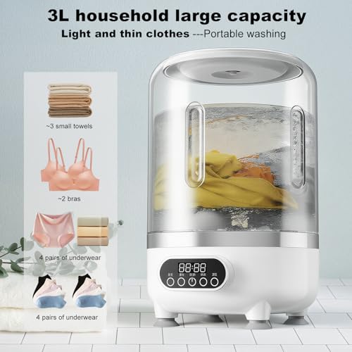Image of 3L Portable Washing Machine,3 In 1 Portable Washer And Dryer Underwear Washing Machine,Mini Lavadora Portatil for Home, Apartment, Hotel, Camping & Travel(3L capacity)