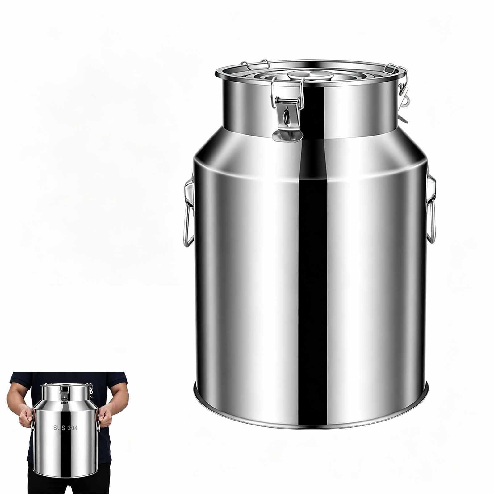 5-100L Lata De Transporte De Leche, Contenedor Leche Acero Inoxidable 304 | Cubo De Leche De Acero Inoxidable Barril De Cubo De Vino Con Espiga De Grifo Antigoteo(Without faucet,76L)