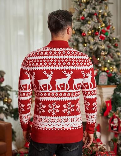 Image of COOFANDY Men Quarter Zip Sweater Classic Fit Knitted Sweater Pullover