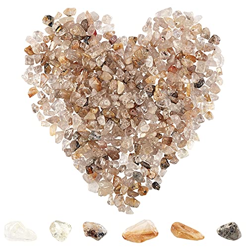 SUNNYCLUE 400 pcs Perles de Quartz Rutile 5-8mm Longs Puces de Quartz Rutile Irrégulier Puce Pierre Perles Gemme Semi Précieuse pour DIY Bijoux Faire...