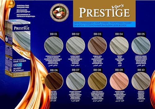 Vips Prestige | Polutrajna boja za kosu i tonik u boji Amethyst 10 | Boja bez amonijaka i peroksida | S maslinovim uljem, uljem makadamije i ricinusovim uljem | Hrani, hidratizira i daje sjaj