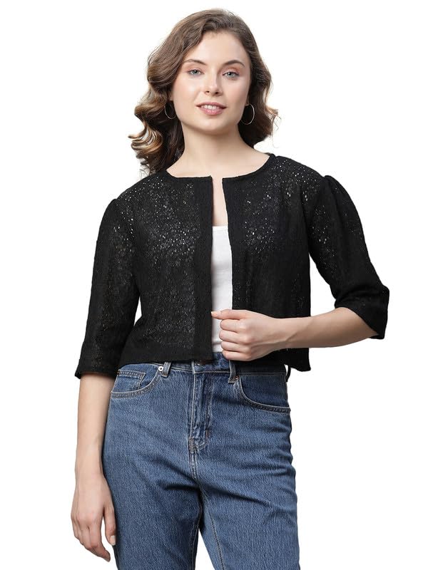 unaone Women Black Cotton Regular Lace Shrug UNSG-663-BLKPtiSQ_P-picture-16