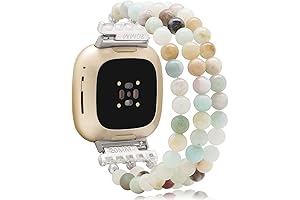 Beaded Gemstone Compatible with Versa 3 Bands/Versa 4 Bands/Sense 2/Sense Bands for Women and Men
