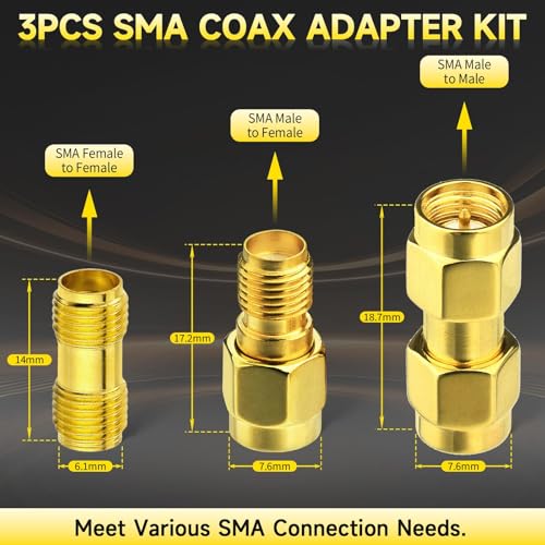 3 adaptadores SMA de 50 ohmios con cable prolongador de 3 pies 4